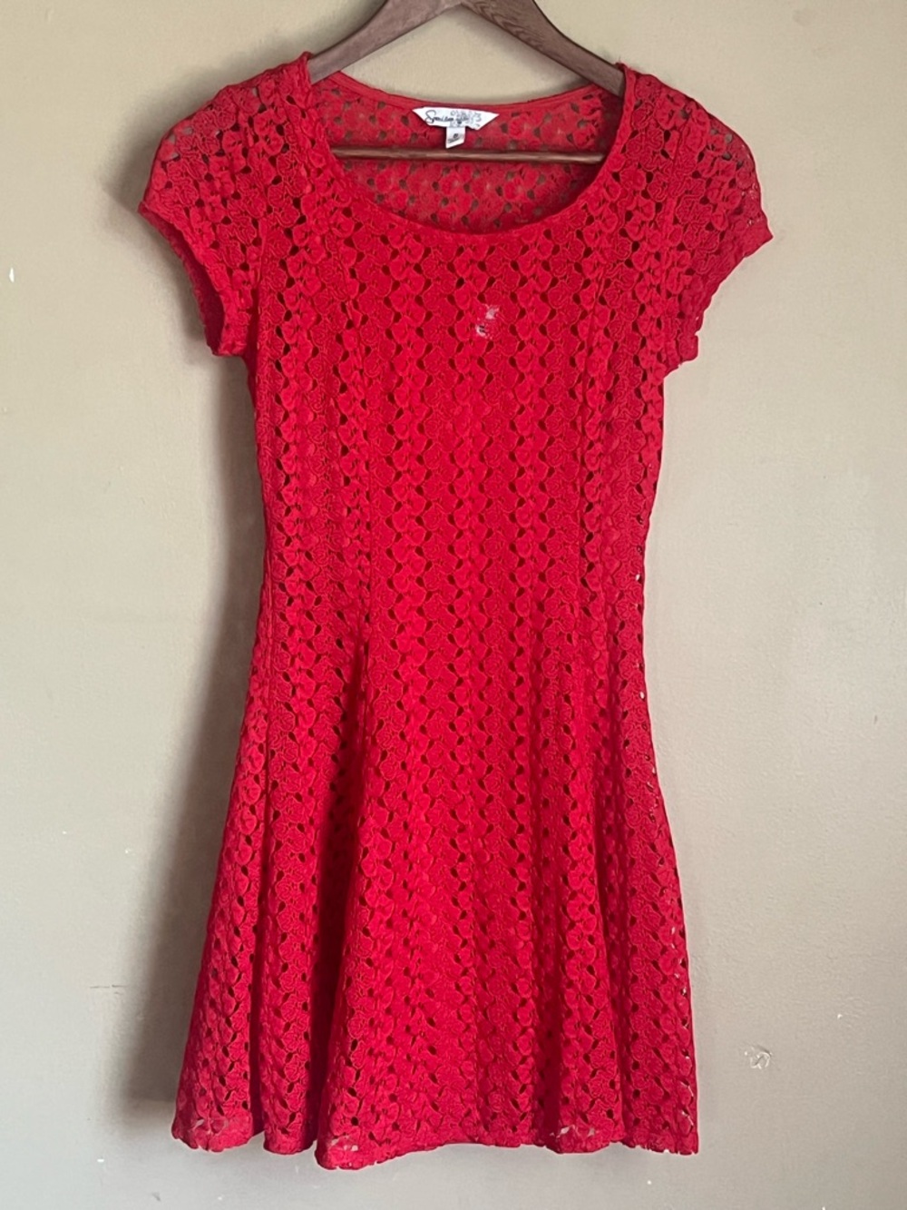 Vintage Speechless Red Crochet Fit & Flare Casual Dress